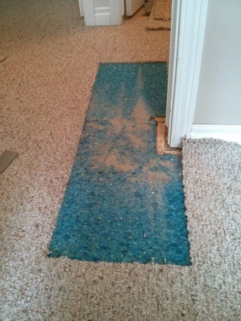 carpet repair in progress