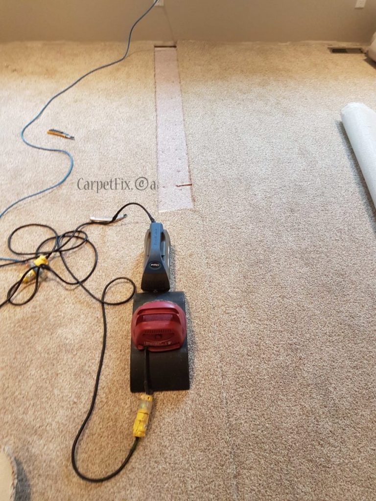 carpet repair after the wall removal