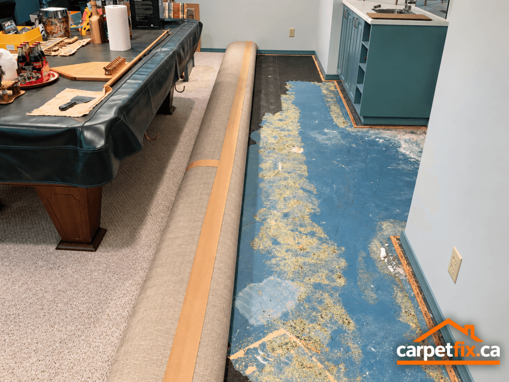 he pool table made it impossible to properly access the entire affected area.