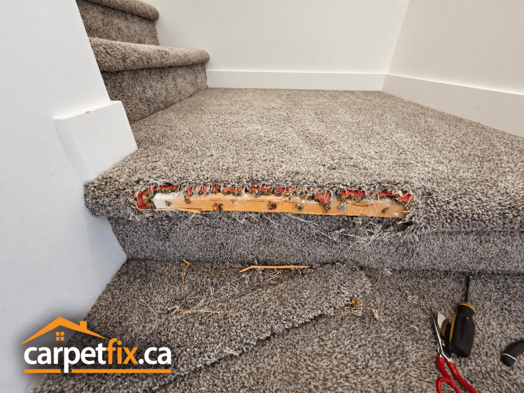 Stair Damage Image Sep 30, 2026, 10_41_14 AM Carpet stair nosing repair in Calgary by CarpetFix