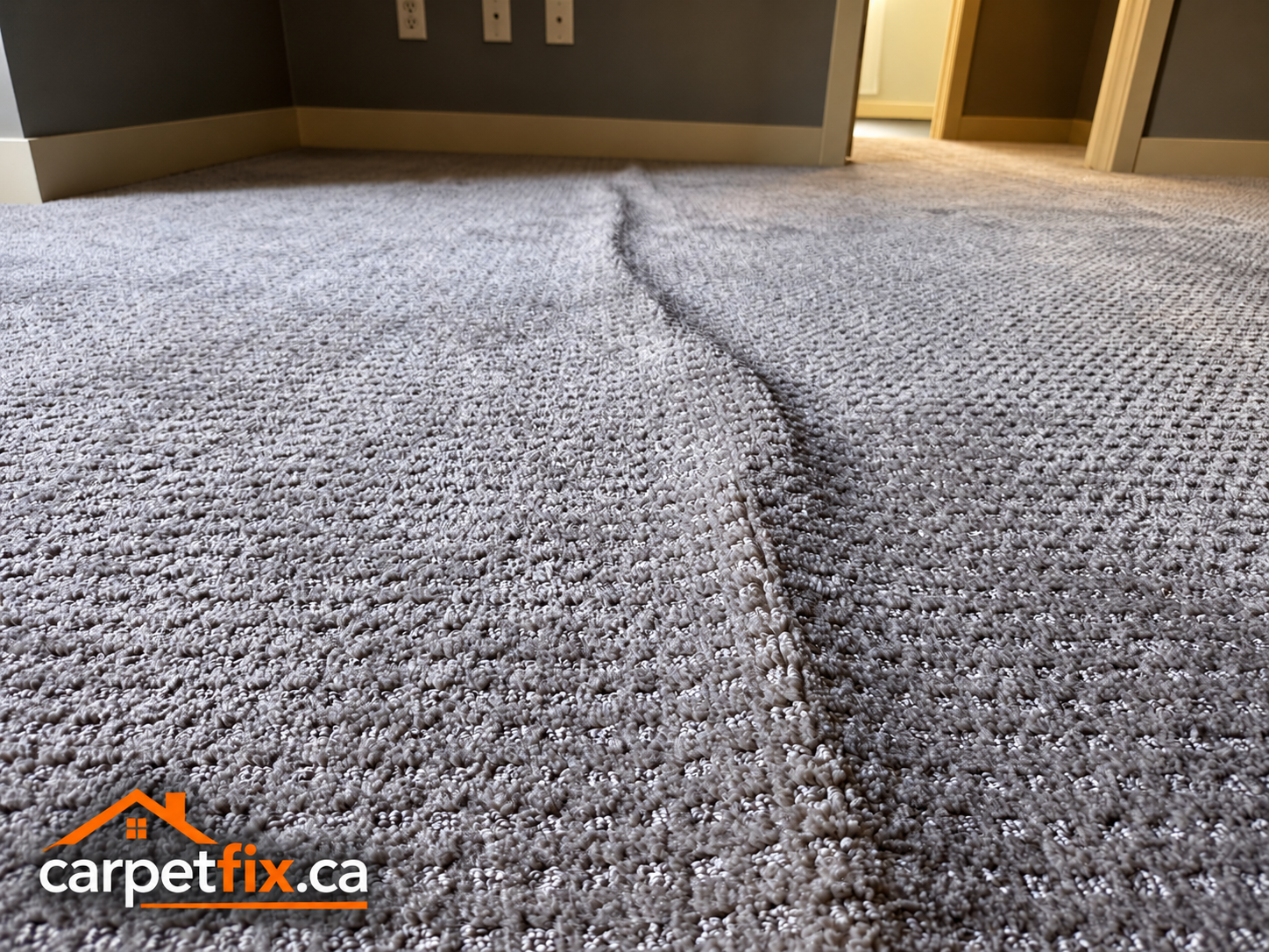 buckled gray carpet