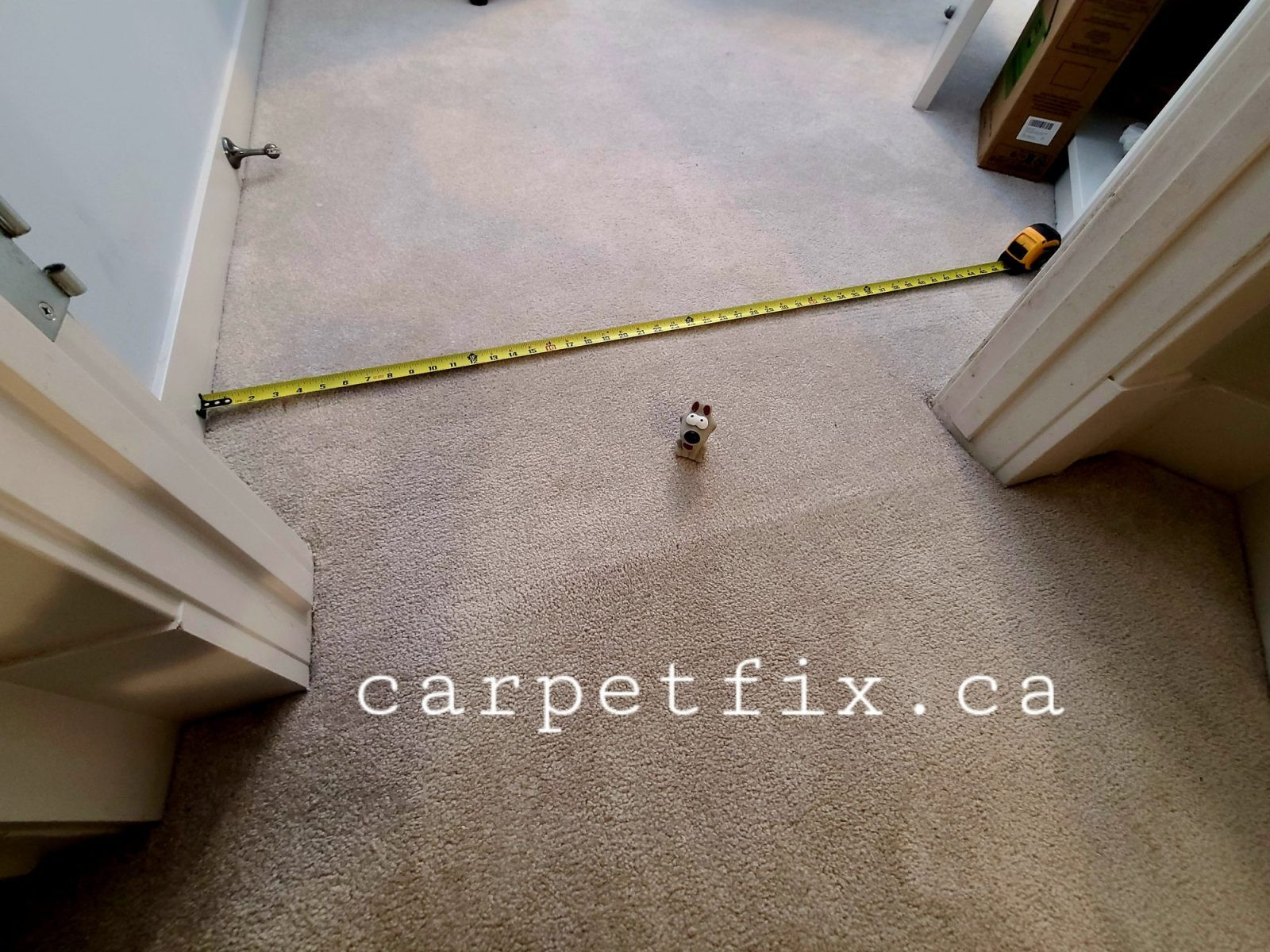 A carpenter fixes carpet with double sided tape, and carpetfix repaired it professionally