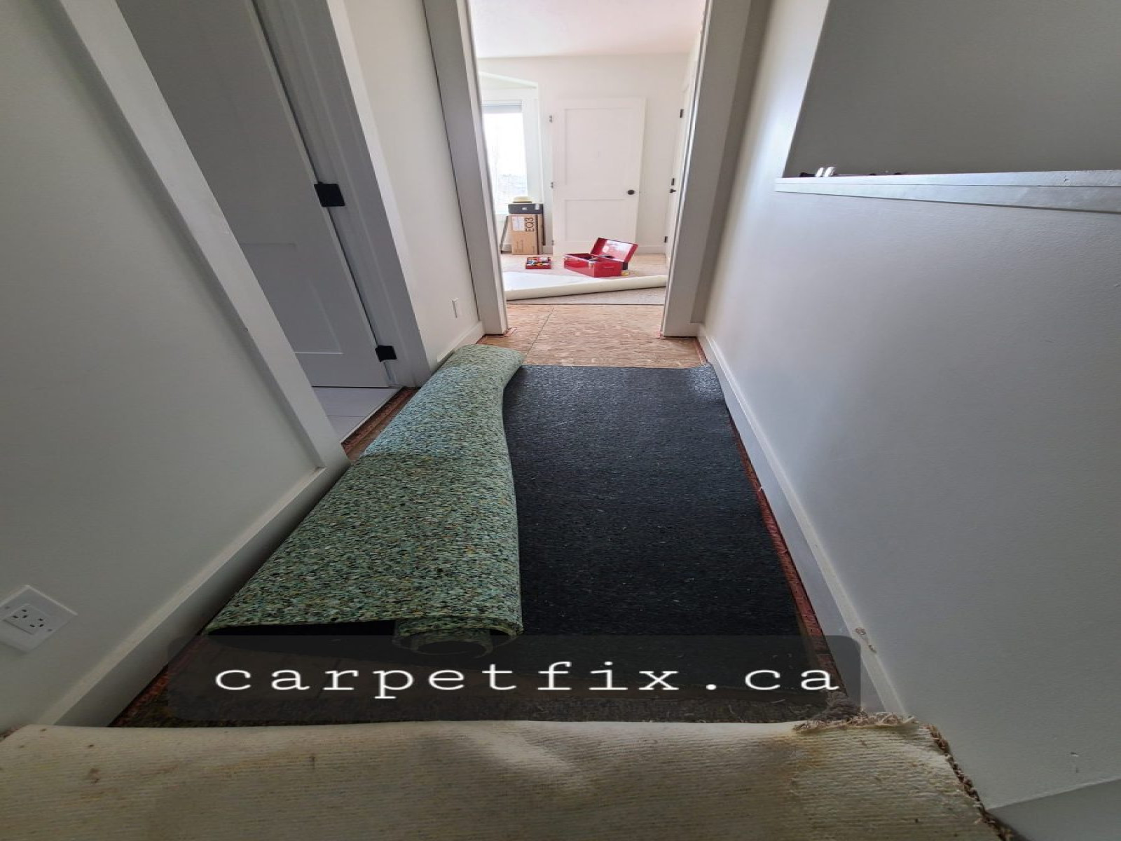toilet overflow and hallway carpet damaged, we replaced the underlay